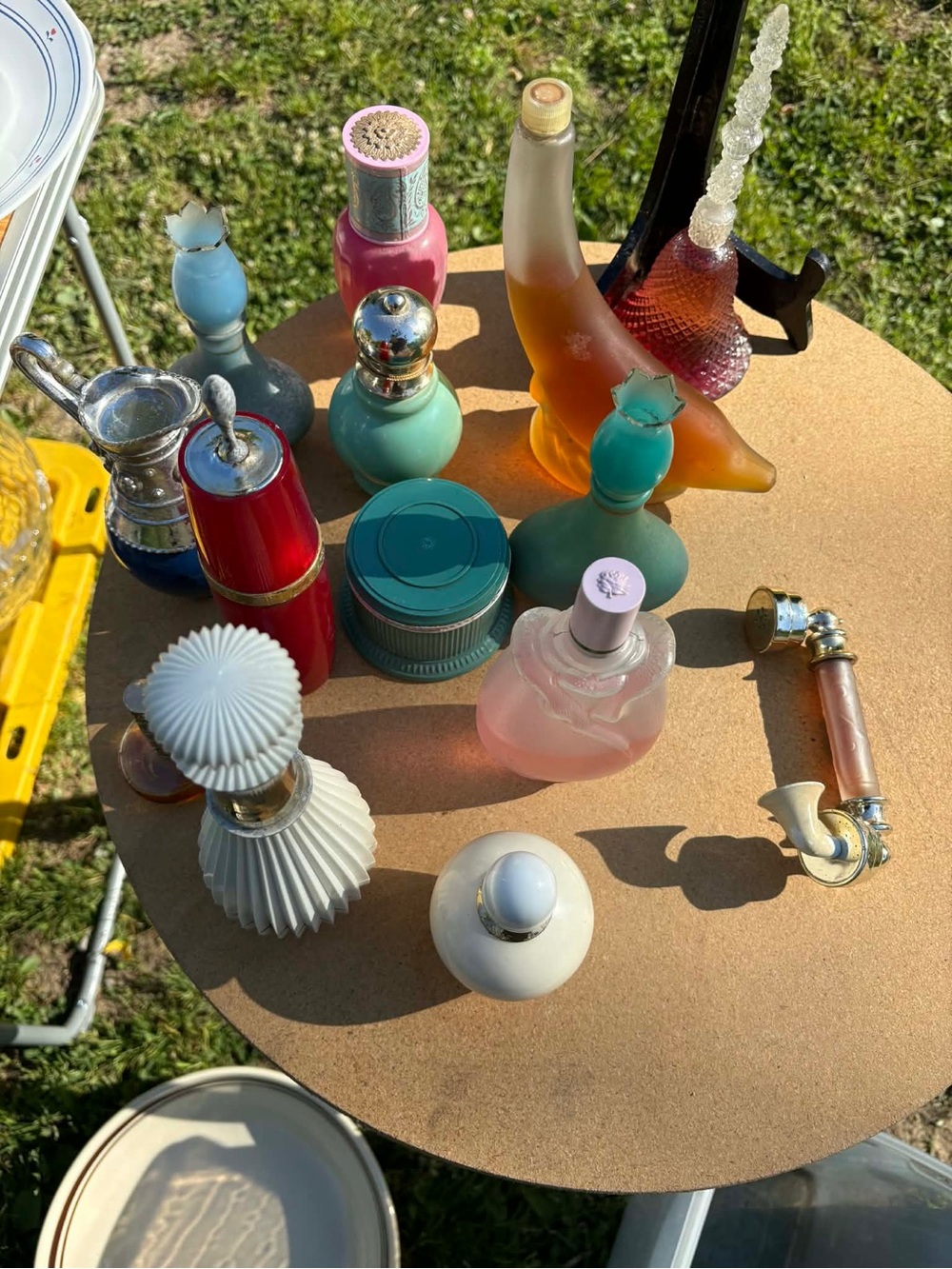 Assorted Avon Decorative Glass Perfume Bottles - Pink, Aqua, Teal, White